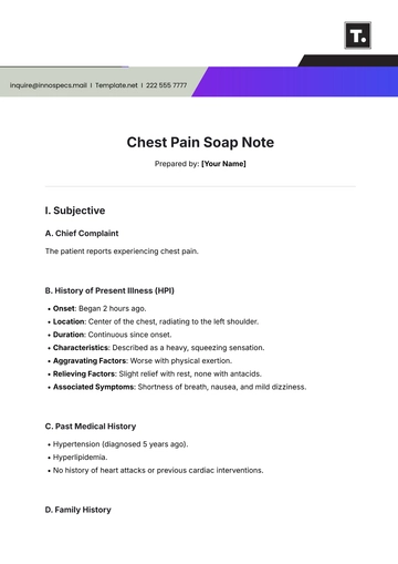 Free Chest Pain Soap Note Template to Edit Online