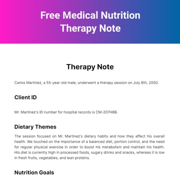 Free Medical Nutrition Therapy Note Template to Edit Online