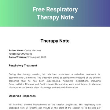 Free Respiratory Therapy Note Template to Edit Online