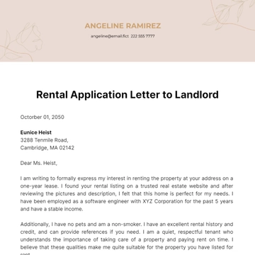 Free Rental Application Letter to Landlord Template to Edit Online