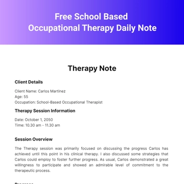 Free School Based Occupational Therapy Daily Note Template to Edit Online