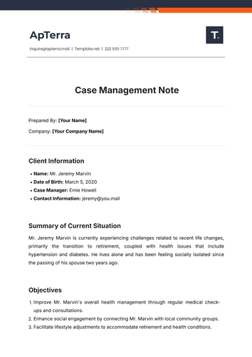 Free Case Management Note Template to Edit Online