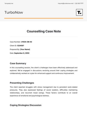 Free Counselling Case Note Template to Edit Online