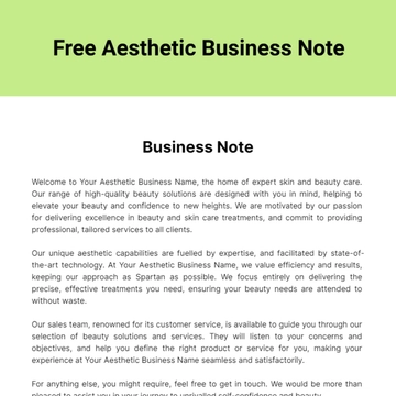 Free Aesthetic Business Note Template to Edit Online