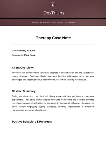 Free Therapy Case Note Template to Edit Online