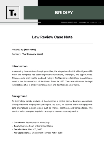 Free Law Review Case Note Template to Edit Online