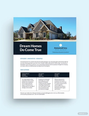 Printable Real Estate Datasheet Template