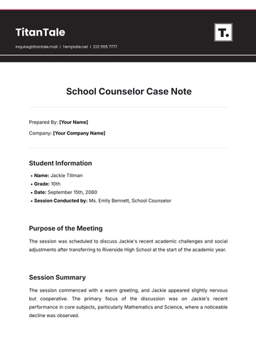 Free School Counselor Case Note Template to Edit Online