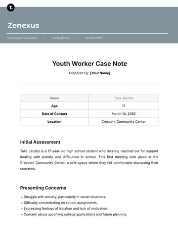 Free Youth Worker Case Note Template to Edit Online