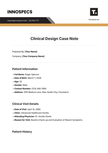 Free Clinical Design Case Note Template to Edit Online