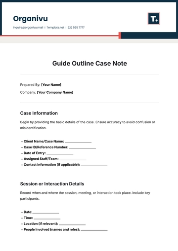 Free Guide Outline Case Note Template to Edit Online