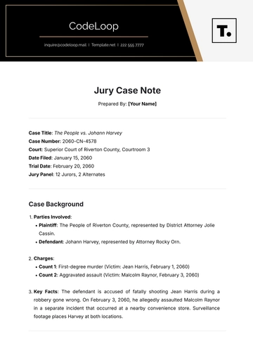 Free Jury Case Note Template to Edit Online