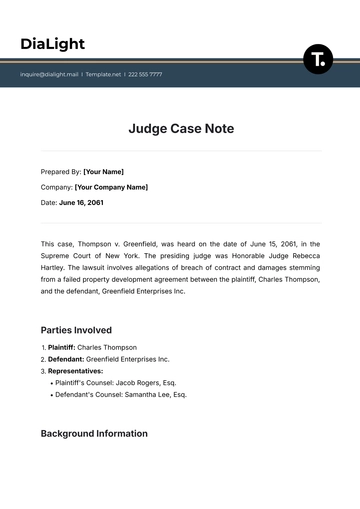 Free Judge Case Note Template to Edit Online