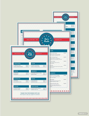 American Dinner Menu Template