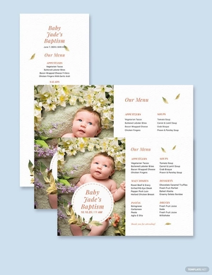 Christening Baptism Menu Template