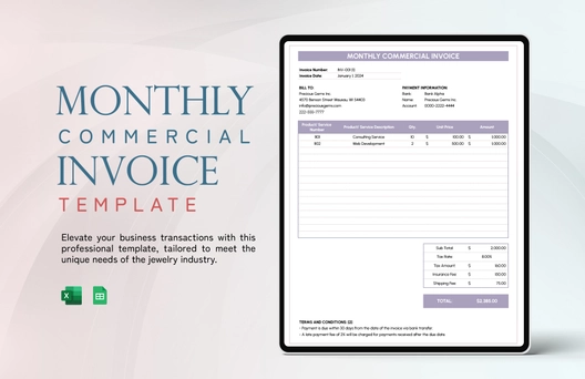 Monthly Commercial Invoice Template