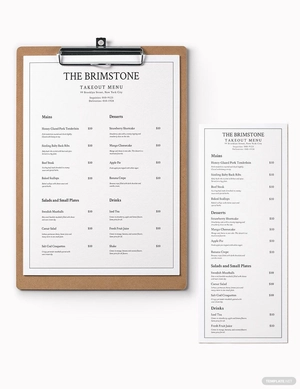 Classy Restaurant Takeaway Menu Template