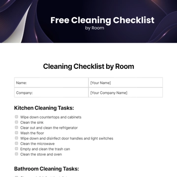 Free Cleaning Checklist By Room Template to Edit Online