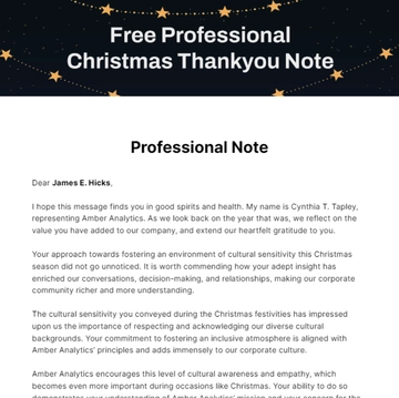 Free Professional Christmas Thankyou Note Template to Edit Online