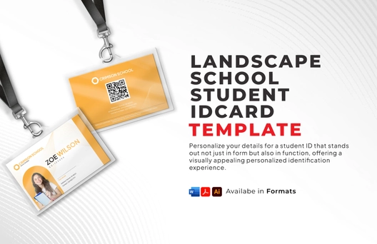 Landscape Student Id Card Template