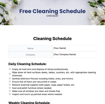 Free Cleaning Schedule Checklist Template to Edit Online