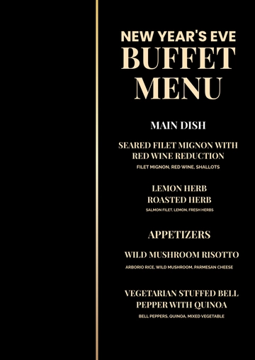 Free New Year's Eve Buffet Menu Template to Edit Online Free New Year's Eve Buffet Menu Template to Edit Online
