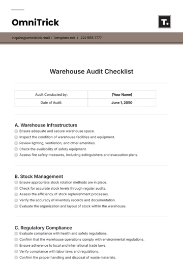 Free Warehouse Audit Checklist Template to Edit Online