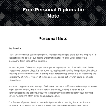 Free Personal Diplomatic Note Template to Edit Online