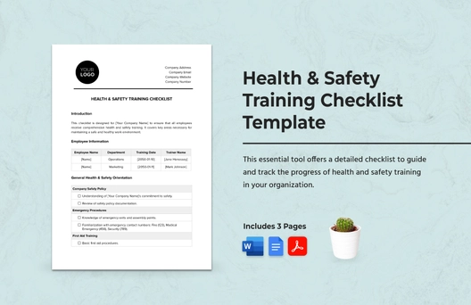 Health & Safety Training Checklist Template