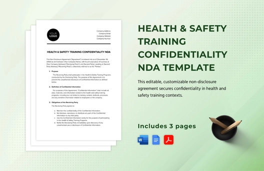 Health & Safety Training Confidentiality NDA Template