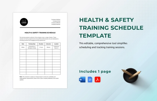 Health & Safety Training Schedule Template