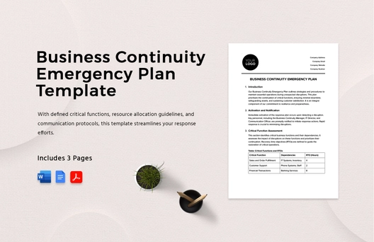 Business Continuity Emergency Plan Template