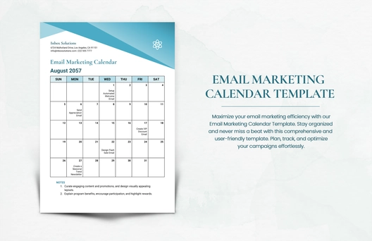Email Marketing Calendar Template