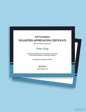 Volunteer Certificate of Appreciation Template
