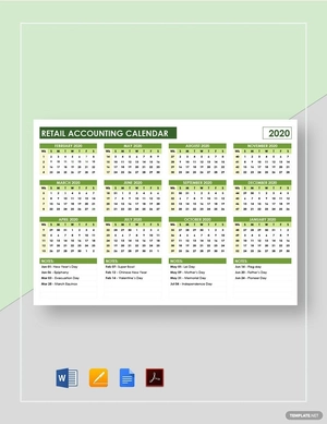 Retail Accounting Calendar Template
