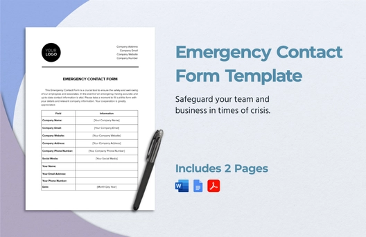 Emergency Contact Form Template Emergency Contact Form Template