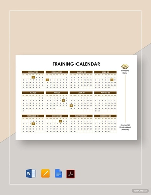 Printable Training Calendar Template
