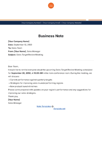 Free Business Note Template to Edit Online