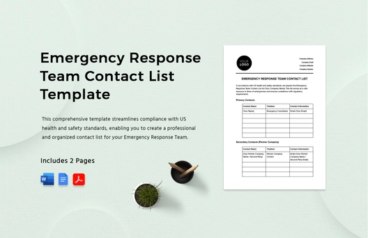 Emergency Response Team Contact List Template