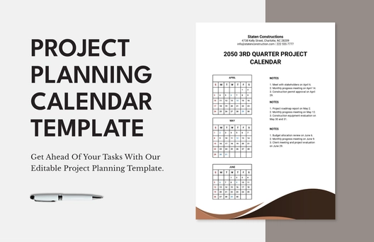 Project Planning Calendar Template