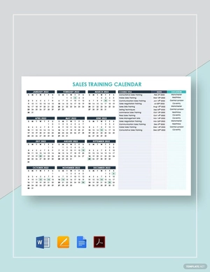 Sales Training Calendar Template