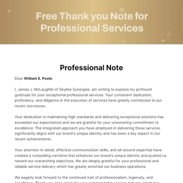 Free Thank you Note for Professional Services Template to Edit Online