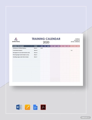Blank Training Calendar Template