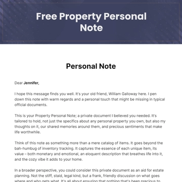 Free Property Personal Note Template to Edit Online