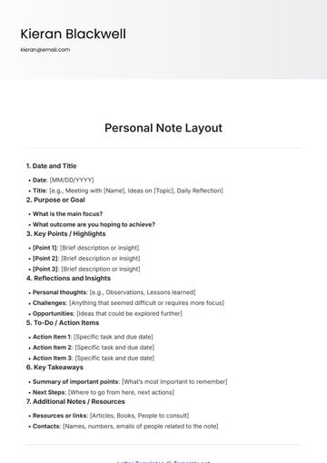 Free Personal Note Layout Template to Edit Online