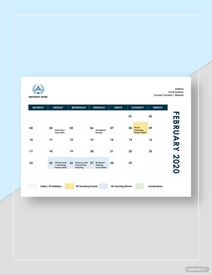 Sample Academic Calendar Template