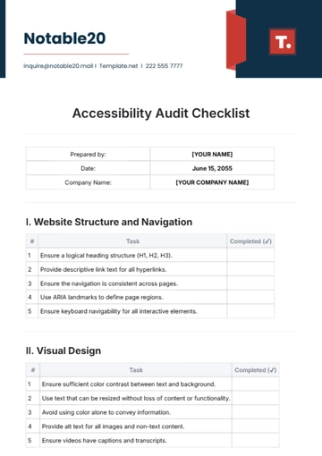 Free Accessibility Audit Checklist Template to Edit Online