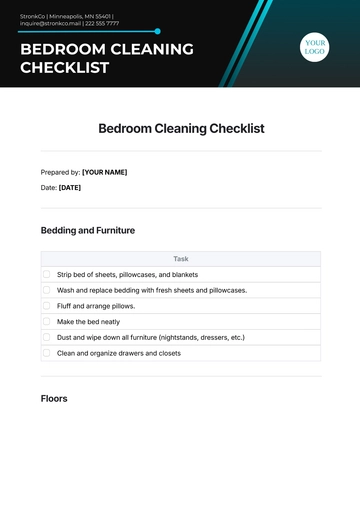 Free Bedroom Cleaning Checklist Template to Edit Online