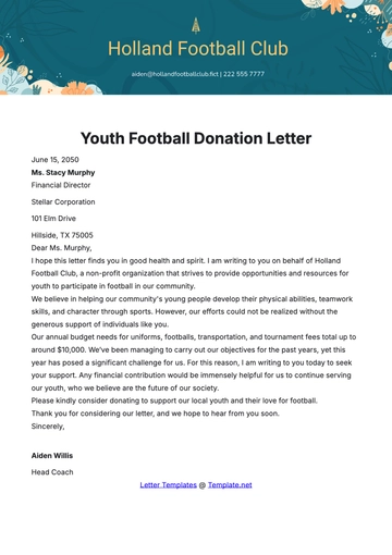 Free Youth Football Donation Letter Template to Edit Online Free Youth Football Donation Letter Template to Edit Online