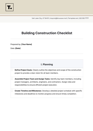 Free Building Construction Checklist Template to Edit Online